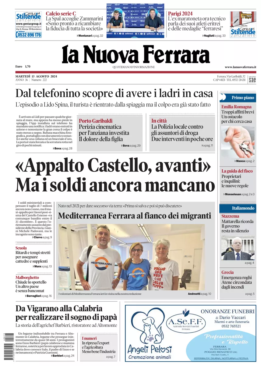 Prima-pagina-nuova ferrara-oggi-edizione-del-2024-08-13